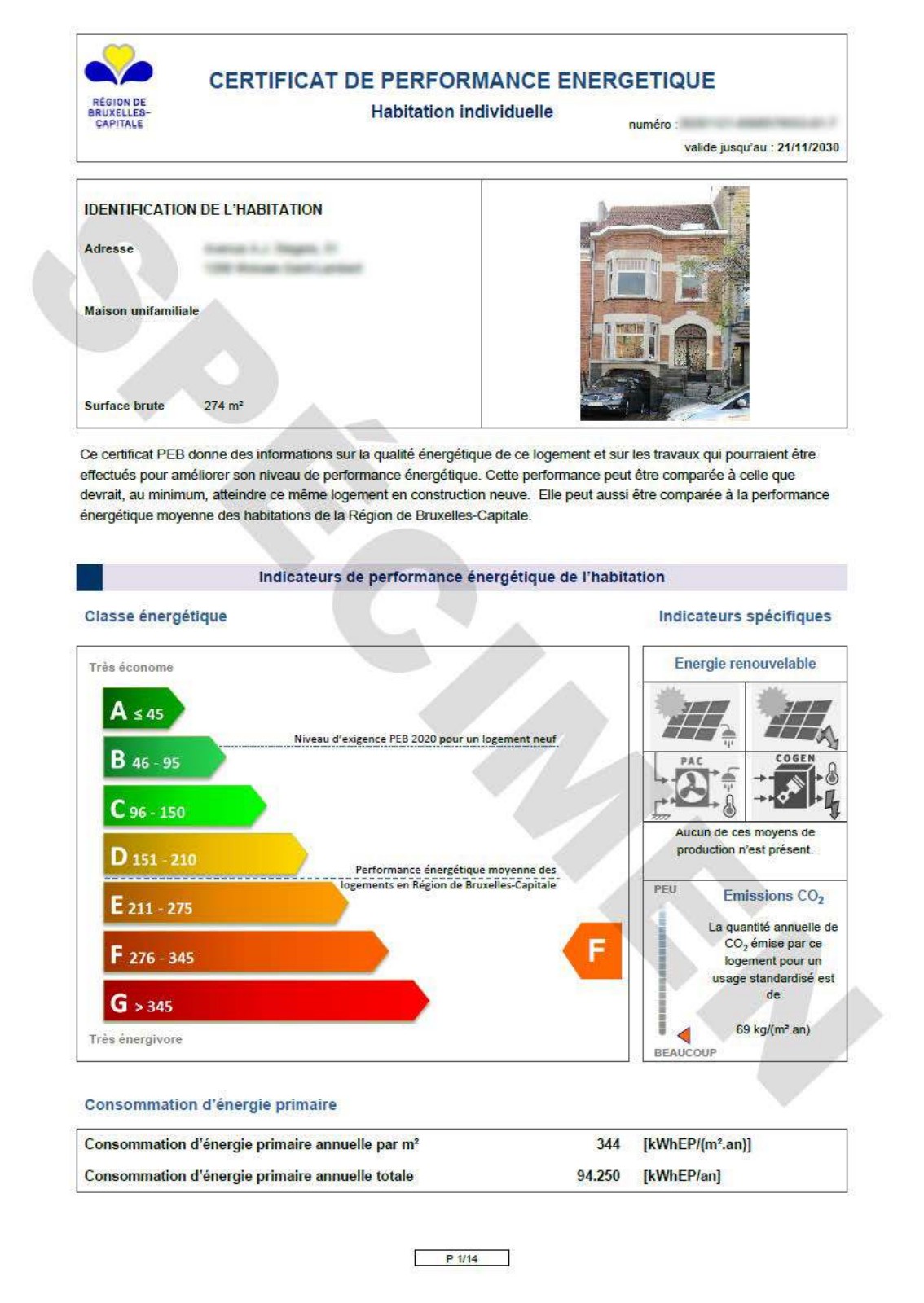 Certificat PEB Bruxelles